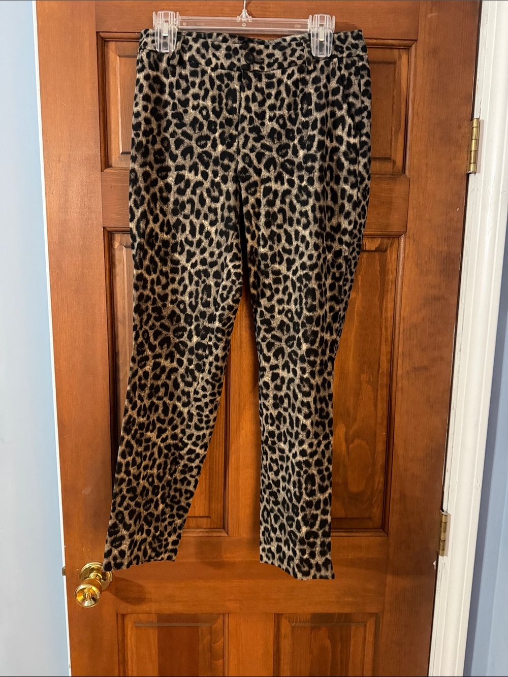 CAbi Leopard Print Skinny Trousers in Brown and Black